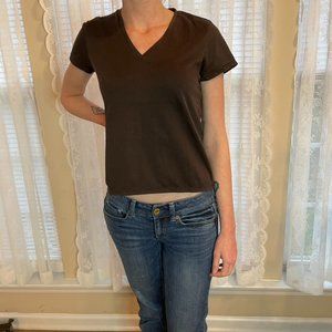 Banana Republic Ladies Dark Brown V-Neck T-Shirt S